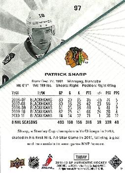 2011-12 SP Authentic #97 Patrick Sharp Back