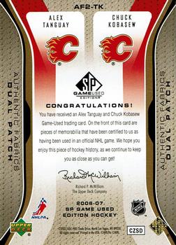 2006-07 SP Game Used - Authentic Fabrics Dual Patches #AF2-TK Alex Tanguay / Chuck Kobasew Back