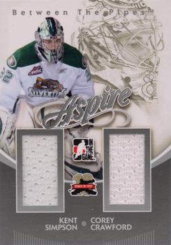 2011-12 In The Game Between The Pipes - Aspire Silver #AS-07 Kent Simpson / Corey Crawford Front