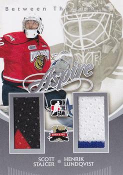 2011-12 In The Game Between The Pipes - Aspire Silver #AS-16 Scott Stajcer / Henrik Lundqvist Front