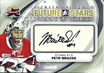 2011-12 In The Game Between The Pipes - Authentic Goaliegraph #A-PM Petr Mrazek Front