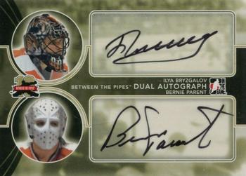 2011-12 In The Game Between The Pipes - Dual Autographs #DA-IBBP Ilya Bryzgalov / Bernie Parent Front