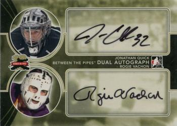 2011-12 In The Game Between The Pipes - Dual Autographs #DA-JQRV Jonathan Quick / Rogie Vachon Front