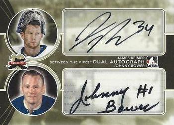2011-12 In The Game Between The Pipes - Dual Autographs #DA-JRJB James Reimer / Johnny Bower Front