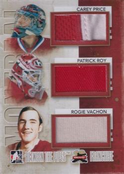 2011-12 In The Game Between The Pipes - Franchise Gold #F-10 Carey Price / Patrick Roy / Rogie Vachon Front