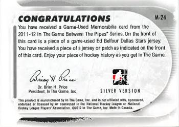 2011-12 In The Game Between The Pipes - Game Used Jersey Silver #M-24 Ed Belfour Back