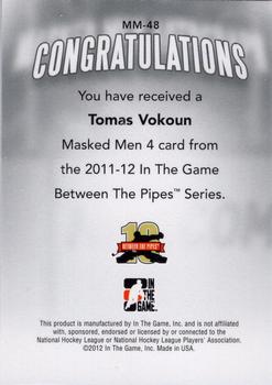 2011-12 In The Game Between The Pipes - Masked Men IV Gold #MM-48 Tomas Vokoun Back