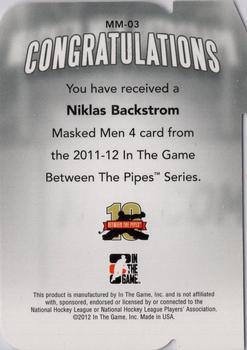2011-12 In The Game Between The Pipes - Masked Men IV Ruby Die Cuts #MM-03 Niklas Backstrom Back