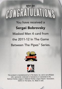 2011-12 In The Game Between The Pipes - Masked Men IV Ruby Die Cuts #MM-08 Sergei Bobrovsky Back