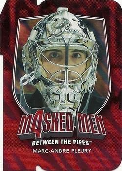 2011-12 In The Game Between The Pipes - Masked Men IV Ruby Die Cuts #MM-17 Marc-Andre Fleury Front