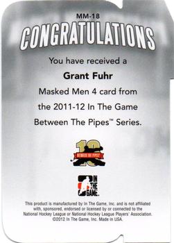 2011-12 In The Game Between The Pipes - Masked Men IV Ruby Die Cuts #MM-18 Grant Fuhr Back