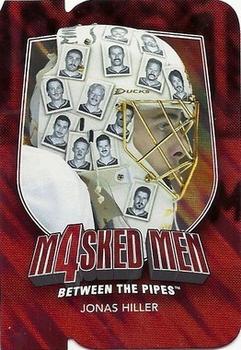 2011-12 In The Game Between The Pipes - Masked Men IV Ruby Die Cuts #MM-22 Jonas Hiller Front
