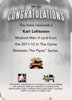 2011-12 In The Game Between The Pipes - Masked Men IV Ruby Die Cuts #MM-26 Kari Lehtonen Back