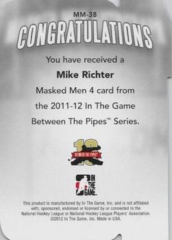 2011-12 In The Game Between The Pipes - Masked Men IV Ruby Die Cuts #MM-38 Mike Richter Back