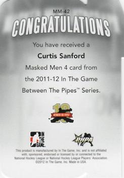 2011-12 In The Game Between The Pipes - Masked Men IV Ruby Die Cuts #MM-42 Curtis Sanford Back