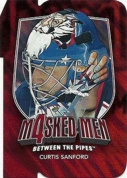 2011-12 In The Game Between The Pipes - Masked Men IV Ruby Die Cuts #MM-42 Curtis Sanford Front