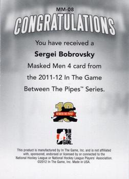 2011-12 In The Game Between The Pipes - Masked Men IV Silver #MM-08 Sergei Bobrovsky Back