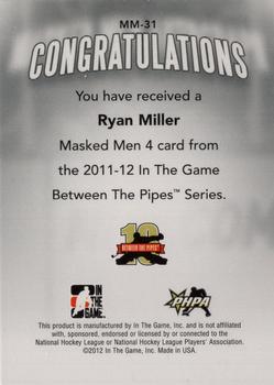 2011-12 In The Game Between The Pipes - Masked Men IV Silver #MM-31 Ryan Miller Back