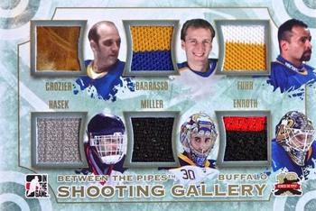 2011-12 In The Game Between The Pipes - Shooting Gallery Gold #SG-10 Roger Crozier / Tom Barrasso / Grant Fuhr / Dominik Hasek / Ryan Miller / Jhonas Enroth Front