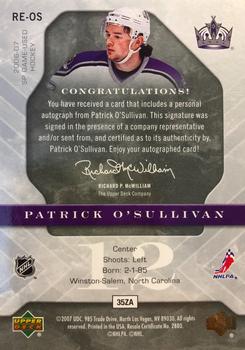 2006-07 SP Game Used - Rookie Exclusives Autographs #RE-OS Patrick O'Sullivan Back