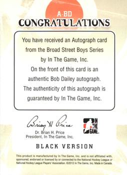 2011-12 In The Game Broad Street Boys - Autographs #A-BD Bob Dailey Back