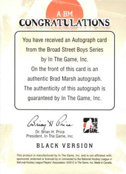 2011-12 In The Game Broad Street Boys - Autographs #A-BM Brad Marsh Back