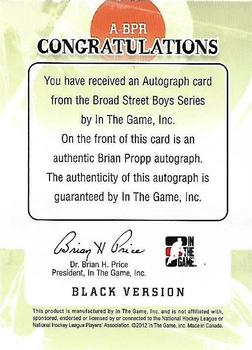 2011-12 In The Game Broad Street Boys - Autographs #A-BPR Brian Propp Back