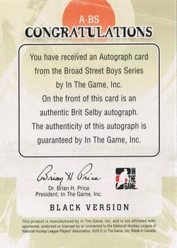 2011-12 In The Game Broad Street Boys - Autographs #A-BS Brit Selby Back