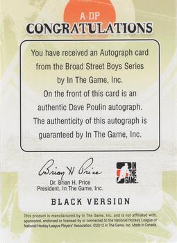 2011-12 In The Game Broad Street Boys - Autographs #A-DP Dave Poulin Back