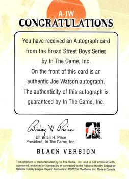 2011-12 In The Game Broad Street Boys - Autographs #A-JW Joe Watson Back