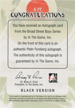 2011-12 In The Game Broad Street Boys - Autographs #A-PF Peter Forsberg Back