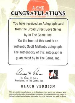 2011-12 In The Game Broad Street Boys - Autographs #A-SME Scott Mellanby Back