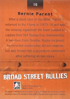 2011-12 In The Game Broad Street Boys - Gold #16 Bernie Parent Back