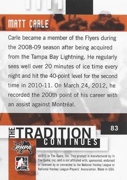 2011-12 In The Game Broad Street Boys - Gold #83 Matt Carle Back