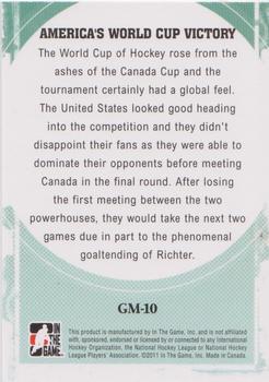 2011-12 In The Game Canada vs. The World - Great Moments #GM-10 Mike Richter Back