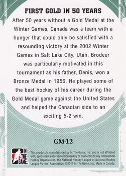 2011-12 In The Game Canada vs. The World - Great Moments #GM-12 Martin Brodeur Back