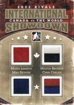 2011-12 In The Game Canada vs. The World - International Showdown Rivals Gold #ISR-10 Mario Lemieux / Martin Brodeur / Mike Richter / Chris Chelios Front
