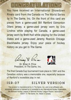 2011-12 In The Game Canada vs. The World - International Showdown Rivals Silver #ISR-07 Bill Ranford / Eric Lindros / Brett Hull / Jeremy Roenick Back