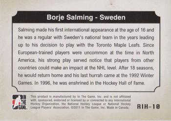 2011-12 In The Game Canada vs. The World - Roots of International Hockey #RIH-10 Borje Salming Back