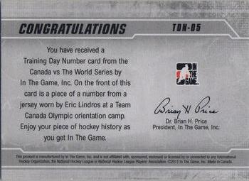 2011-12 In The Game Canada vs. The World - Training Day Number #TDN-05 Eric Lindros Back