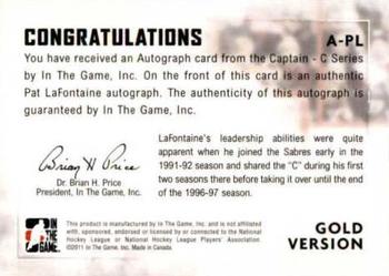 2011-12 In The Game Captain-C - Autographs Gold #A-PL Pat Lafontaine Back