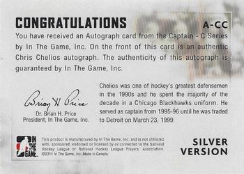 2011-12 In The Game Captain-C - Autographs Silver #A-CC Chris Chelios Back