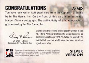 2011-12 In The Game Captain-C - Autographs Silver #A-MD Marcel Dionne Back