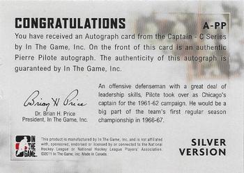 2011-12 In The Game Captain-C - Autographs Silver #A-PP Pierre Pilote Back