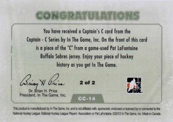 2011-12 In The Game Captain-C - Captain's C Jerseys #CC14 Pat LaFontaine Back