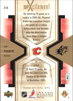 2006-07 SPx - SPXcitement #X18 Dion Phaneuf Back
