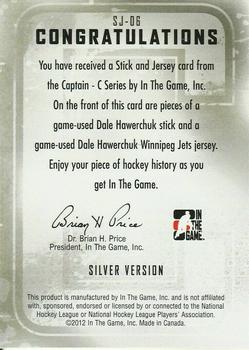 2011-12 In The Game Captain-C - Stick and Jersey Silver #SJ-06 Dale Hawerchuk Back