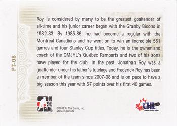 2011-12 In The Game Heroes and Prospects - Family Ties #FT-08 Patrick Roy / Frederick Roy Back
