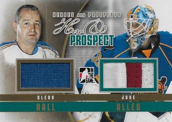 2011-12 In The Game Heroes and Prospects - Hero and Prospect Jerseys Gold #HP-04 Glenn Hall / Jake Allen Front