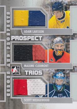 2011-12 In The Game Heroes and Prospects - Prospect Trios Jerseys Silver #PT-03 Adam Larsson / Maxime Clermont / Scott Wedgewood Front